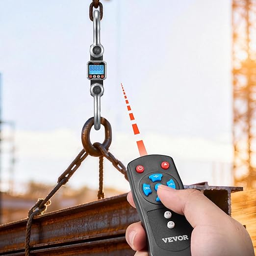 VEVOR Digital Crane Scale, 22000 lbs/10 T Max Capacity, Heavy Duty Industrial Hanging Scale with Cast Aluminum Case & LCD Display, 5 lbs Division & 3 Unit Switch, Remote Control for Garage Factory