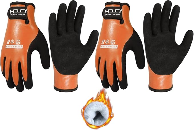 AIGEVTURE Waterproof Winter Work Gloves Men,Cold Weather Insulated Work Gloves Thermal Liner Superior Grip Latex Coating Warm for Outdoor Large