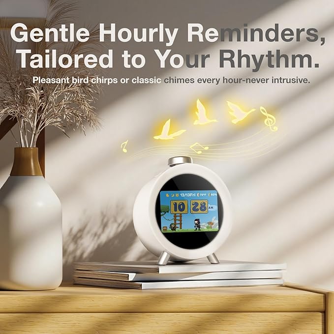 Dekala ChronoSense Smart Alarm Clock for Bedroom Temperature Humidity, 7-Day Programmable 4 Alarms, 100dB Loud Gradual Alarm for Heavy Sleeper, Hourly Chime, White Noise Sound Machine, App Control