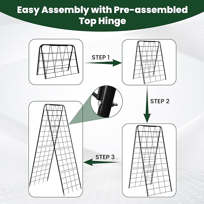 A-Frame Cucumber Trellis for Raised Bed, 50"x 16" Adjustable Heavy Duty Metal Garden Trellis for Climbing Plants Outdoor, Plant Support for Tomatoes Pea Bean Grape Vining Vegetables (2 Pack)