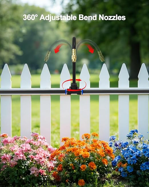 360° Adjustable Drip Irrigation System - 200FT Garden Watering System with 32 Nozzles, Garden Irrigation System, Greenhouse Accessories, Atomizing System for Yard, Lawn, Plants, 5/16 inch Hose