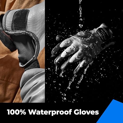 toolant 100% Waterproof Gloves Bulk Pack, 3 Pairs, Winter Work Gloves for Cold Weather, Touchsreen, Warm Freezer Gloves, Thermal Insulated, With Grip, Grey, Small
