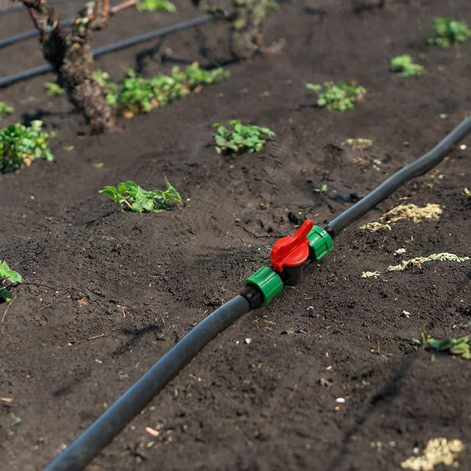 Tondiamo Drip Irrigation Shut off Valve 1/2 Inch Universal Drip Irrigation Tubing Coupling Valve Connector Locking Fitting Compatible with 16 to 17 mm Drip Tape Tubing Sprinkler System (12 Pieces)