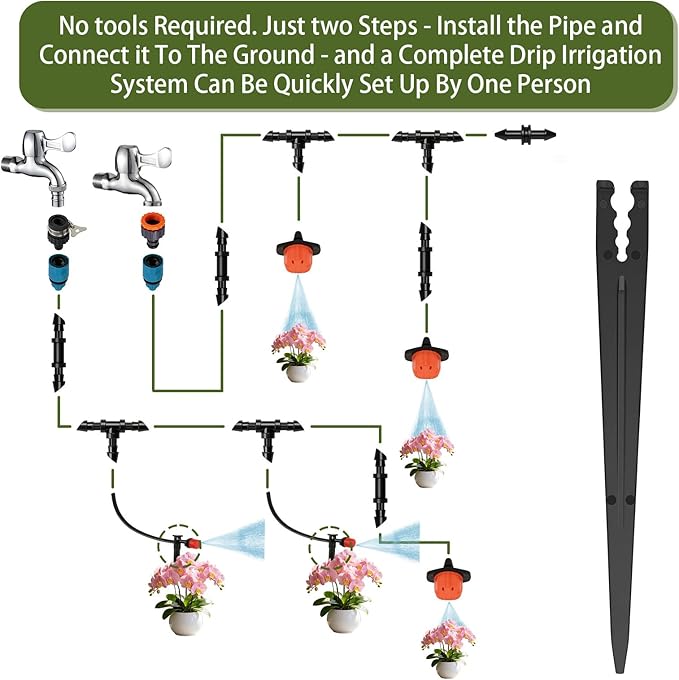 120 Pack Drip Irrigation Support Stakes, 5.68 Inch Plastic Stakes for 1/4″ Drip Tubing, Universal Hose Holders for Lawn, Vegetable Garden,Gardening,Greenhouse,Indoor/Outdoor Use