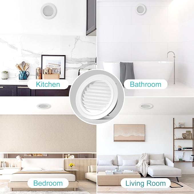 8 Inch Soffit Vent,HG Power Round Vent Cover with Built-in Screen Mesh, ABS Louver Round Air Vent Ceiling Diffuser for Exhaust Fan, Bathroom, Office and Home HVAC Ventilation, 200mm, White
