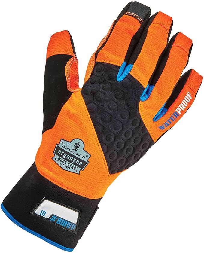 Waterproof Work Gloves, High Visibility, Thermal Insulated, Touchscreen, Enhanced Grip, Ergodyne ProFlex 818WP,Orange