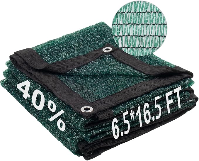 LOVE STORY 6.5x16.5FT 40% Dark Green Shade Cloth Sun Shade Net with Grommets Sunblock Net Mesh Tarp for Garden,Plants Cover,Greenhouse and Patio