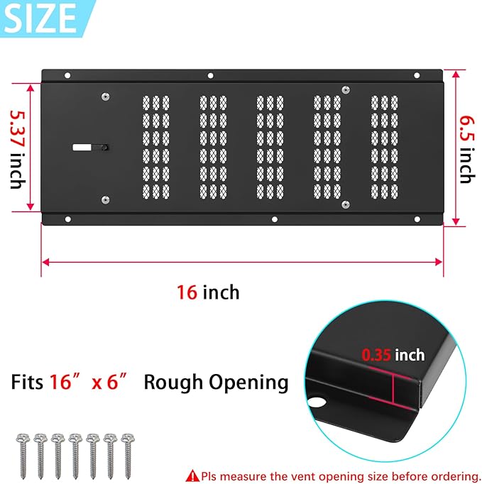 Foundation Vent Cover,Crawl Space Vent Cover for Foundation Garage Attic Home Improvement,16"x6.5" 3PCS Outdoor Crawl Space Air Wall Vent Cover with Damper&Screen to Reduce Moisture,Black