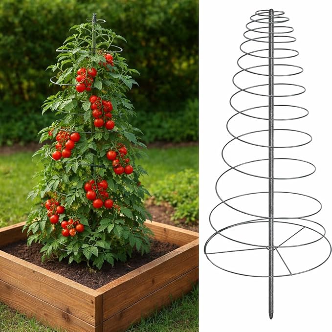 Spiral Metal Garden Trellis for Climbing Plants Outdoor - 12-58" Adjustable Heavy Duty Anti-Tip Support for Pole Beans,Sweet Pea,Clematis,Outdoor Garden Plant Tower for Raised Beds,Container Gardening