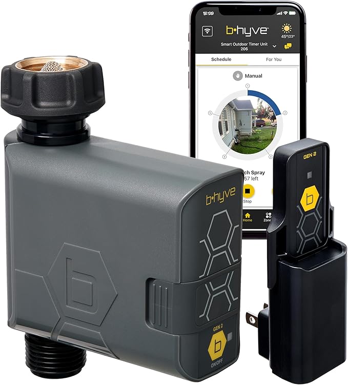 Orbit B-hyve Gen 2 Smart Hose Watering Timer with Wi-Fi Hub - Smart Hose Watering Timer - Wi-Fi System - App Controlled - Weatherproof AA Battery Powered - 90204