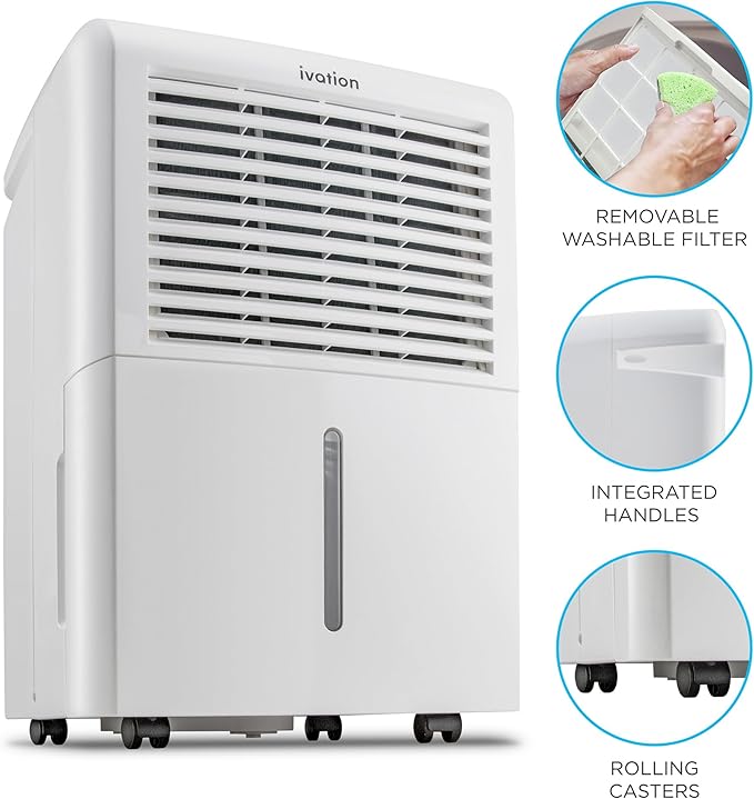 Ivation 4,500 Sq Ft Dehumidifier with Pump, Large Capacity Compressor Includes Programmable Humidity, Hose Connector, Auto Shutoff and Restart and Washable Filter (4,500 Sq Ft W/Pump)
