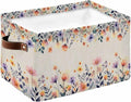 Spring Floral Storage Bins Cubes Waterproof Cloth Storage Basket,Elegant Flowers Farmhouse Botanical Rustic Foldable Storage Bags for Shelf Clothes Storages Organizers with Handles 15x11x9.5 in 1PCS