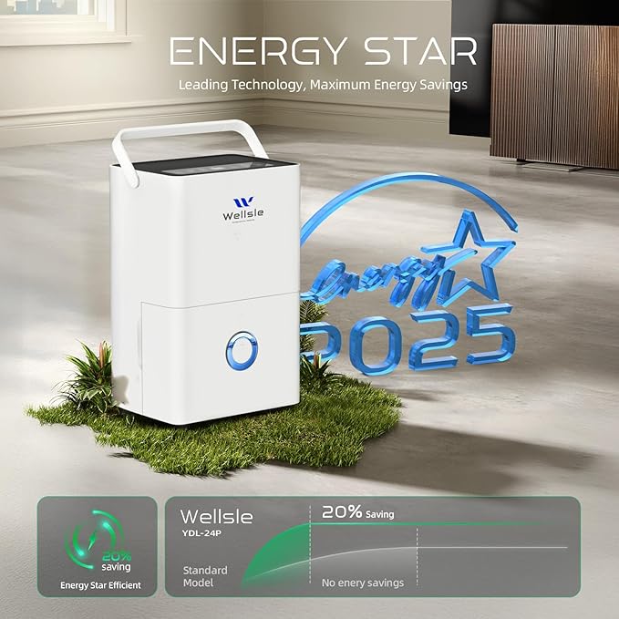 Energy Star Certified Dehumidifier for Home and Basement, Portable Dehumidifier with Drain Hose and Water Tank, Quiet Dehumidifiers for Bedroom, Living Room, Garage. (80 Pints)