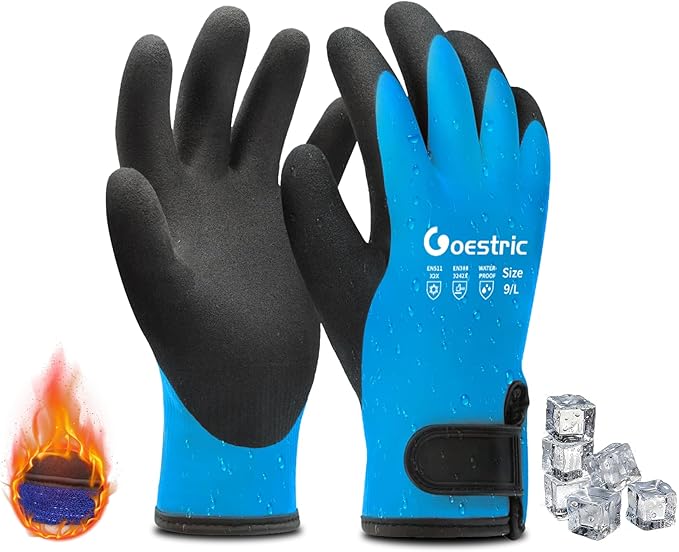 100% Waterproof Winter Work Gloves for Men Women, Freezer Gloves with Grip for Shoveling Snow