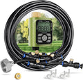 HOMENOTE Misting Cooling System with Timer, 26FT Misting Hose+7 Brass Nozzles+3/4" Brass Adapter+Water Timer with Mist Mode & Irrigation Mode, Outdoor Misters for Patio Cooling and Garden Watering