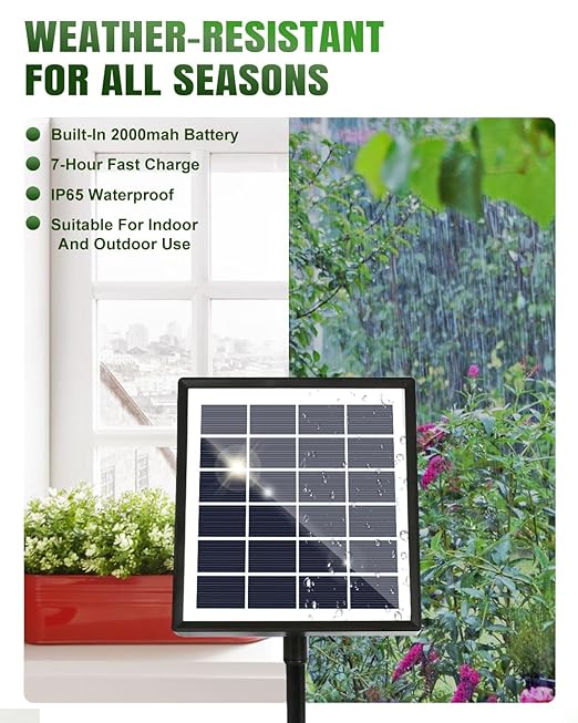 Breeze Touch Solar Drip Irrigation Kit 50FT, Automatic Garden Watering System with Timer, Draws Water from Container, Supports 15 Pots for Balcony, Patio, Indoor & Outdoor Plants
