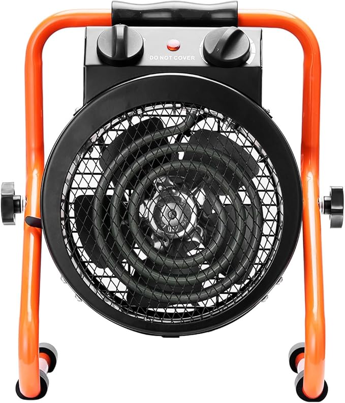 VEVOR Greenhouse Warmer, 1500W Quick Heat Function with Safety Overheat Cut-off, Dual Speed Options Compact Heater for Seedling Tents, Electric Mobile Heating Unit for Gardening Spaces, Work Areas,
