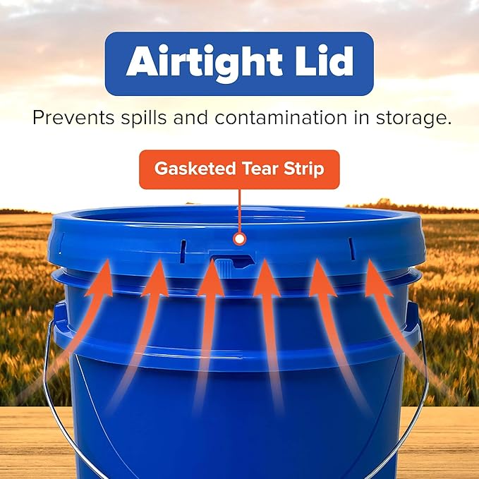 ePackageSupply 5 Gallon Bucket - Food Grade Bucket with Airtight Gasketed Tear Strip Lid, BPA-Free, Heavy-Duty 90 Mil HDPE Plastic Pail, Bulk Storage, Durable Container, Made in USA - Blue, 60 Packs