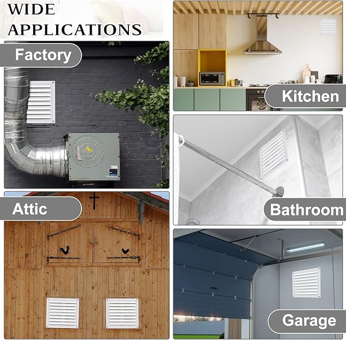 2 Pcs 8" X 8" Attic Vent Metal Shed Vents Gable Vents Louver Vent Grille with Screen Mesh for Home Garage Attic Ceiling, Boost Ventilation and Guard Against Moisture (White)
