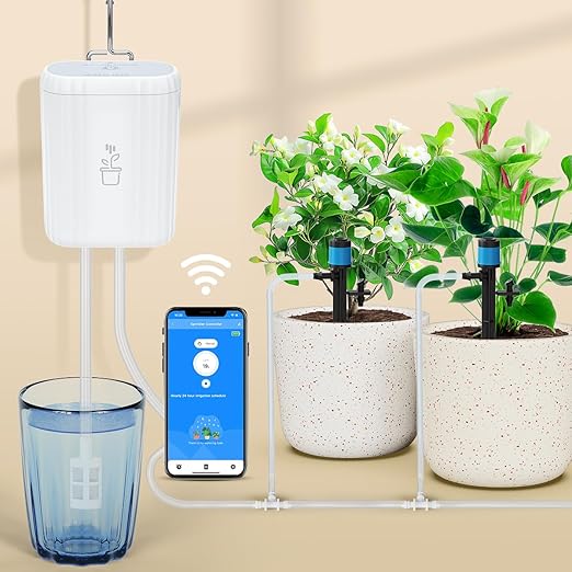 Smart Auto Drip Irrigation Kit for Garden, Automatic Plant Watering Devices for Potted Plants, GreenVation 2.4GHz WiFi Sprinkler Timer Self Watering System for Indoor/Outdoor (10 Zone) (10 Zone)