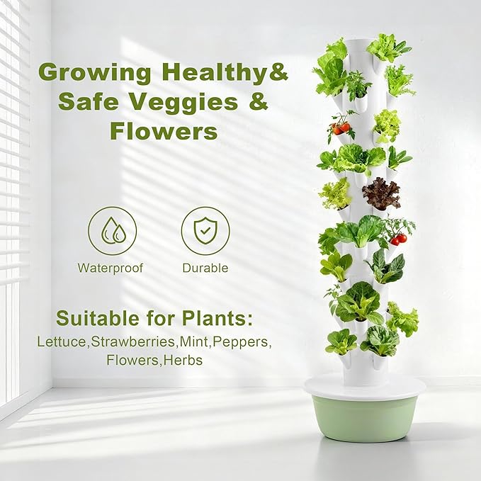 Vertical Hydroponic Growing System – Indoor & Outdoor Herb Garden Tower, 36 Plant Pods with Timer, Smart Automated Hydroponic System for Vegetables, Herbs, and Fruits