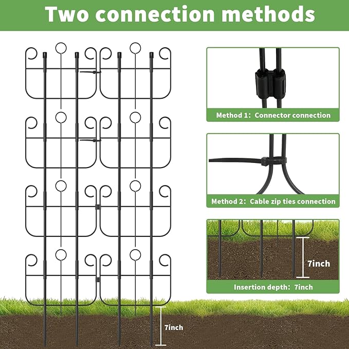 8 Pack Trellis for Climbing Plants Indoor, Expandable Heavy-Duty Metal Trellis for Potted Plants Outdoor, Flowers Vine Ivy, Sturdy Houseplant Pothos Plant Climber Support