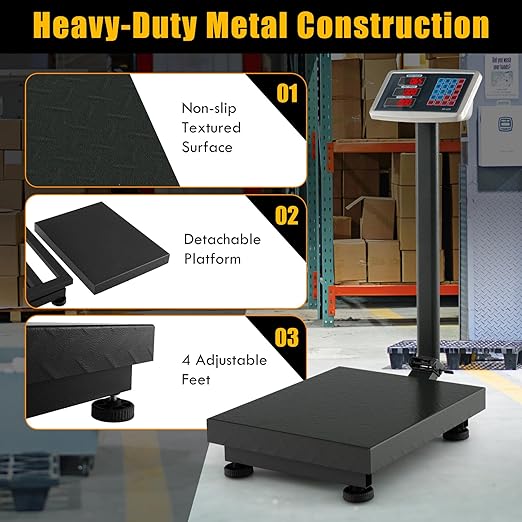 Giantex 660lbs Weight Computing Digital Scale Floor Platform Scale for Weighing Luggage Package Shipping Mailing Postal Scale with Accurate LB/KG Price Calculator, High-Definition Display (Black)