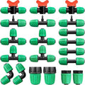 Gardrip 20 Pieces Drip Irrigation Fittings for 1/2 Inch Drip Tubing (1/2" ID x 0.65" OD)：1/2'' Irrigation Tubing Connectors Including Couplings Tees Elbows Valves Reducing Tee Plugs 3/4" Adapters