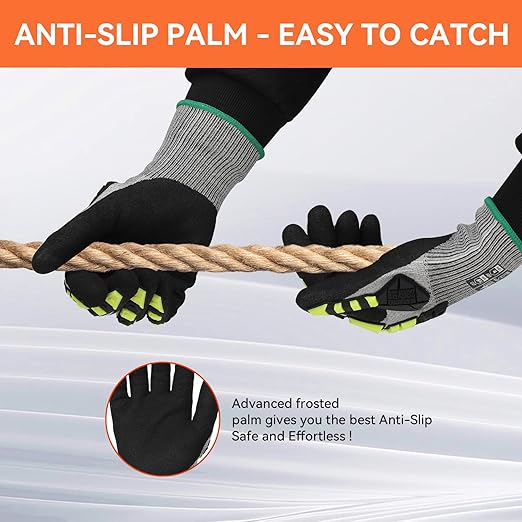 2 Pairs Safety Work Gloves,Impact Gloves for Men Women,Cut Resistant Non-Slip Heavy Duty Gloves with Nitrile Grip,Touch Screen Glove with Impact Protection for Mechanic Construction, X-Large