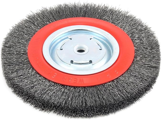 Forney 72762 Wire Bench Wheel Brush, Wide Face Coarse Crimped with 1/2-Inch and 5/8-Inch Arbor, 8-Inch-by-.014-Inch
