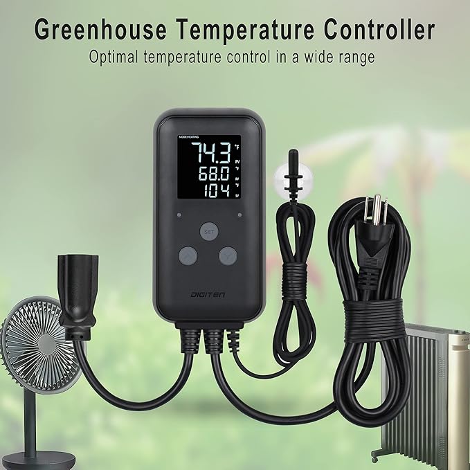 DIGITEN Heat Mat Thermostat Waterproof Temperature Controller DTC315 Greenhouse Aquarium Plug in Thermostat for Seedlings 15A Reptiles Temperature Controller Outlet
