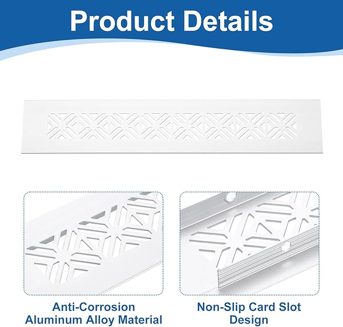 uxcell 2Pcs Aluminum Alloy Air Vents, 250 x 50mm / 9.8 x 2" Rectangle Louvered Ventilation Grille Cover with Mounting Screws for Door Cabinet Wardrobe, Silver
