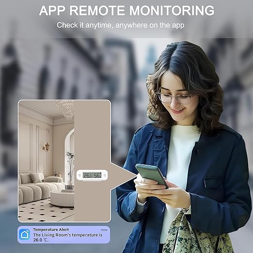 WiFi Thermometer Hygrometer Indoor: Smart Temperature Sensor, Digital Temperature Humidity Monitor with Smart App & Data Recording, Compatible with Alexa, for Bedroom Greenhouse Cellar (4 Pack)