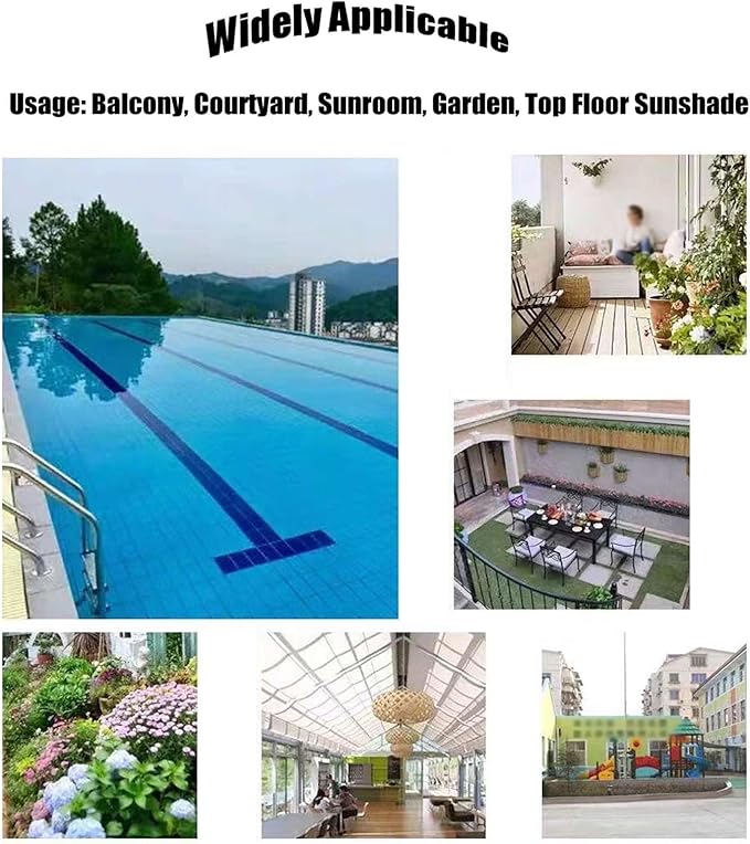 Large Sun Shade Net for Garden 50% UV Protection White Shade Cloth for Greenhouse 3.3'x6.6' 10'x10' 10'x13' 13'x20' 20'x20' Outdoor Sun Shelter for Beach Patio and Backyard(10'x13')