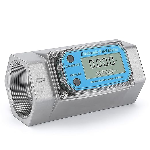 2 Inch Digital Turbine Flow Meter | Fuel Flow Meter, 15.8-132 GPM, NPT Thread | for Diesel, Gasoline, Water | LCD Display Supports Gallon, QTS, PTS, L, m³