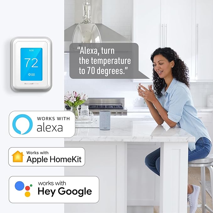 Honeywell Home T9 WIFI Smart Thermostat, Smart Room Sensor Ready, Touchscreen Display, Alexa and Google Assist