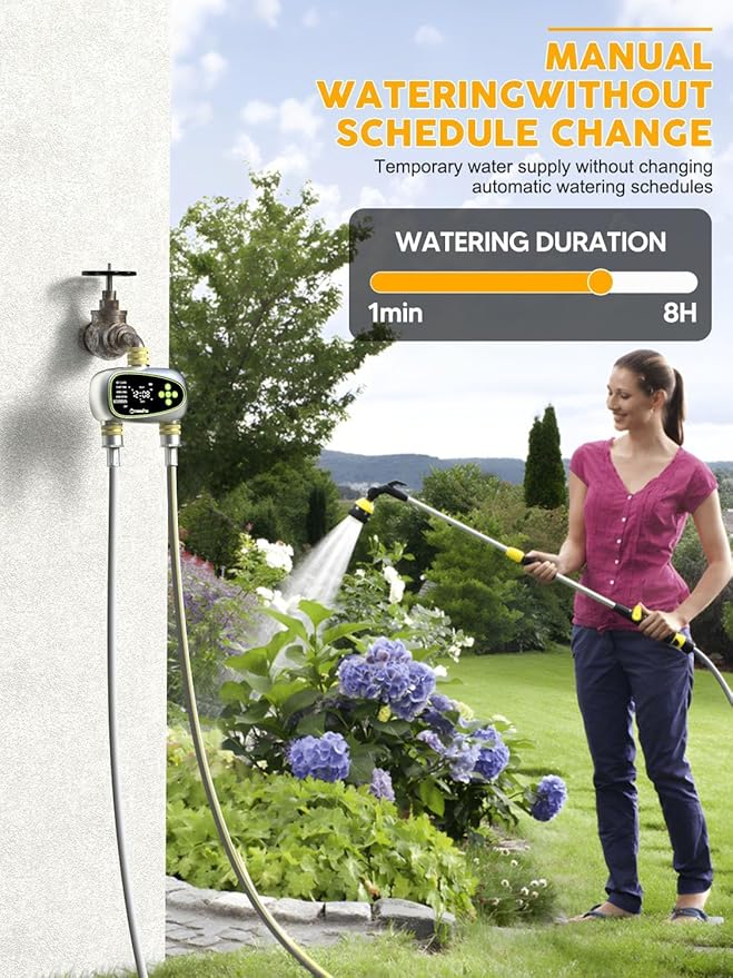 Water Timer for Garden Hose - 2 Zone Sprinkler Controller with Brass Inlet Programmable Hose Timer, Automatic Drip Irrigation System for Yard Lawn Greenhouse