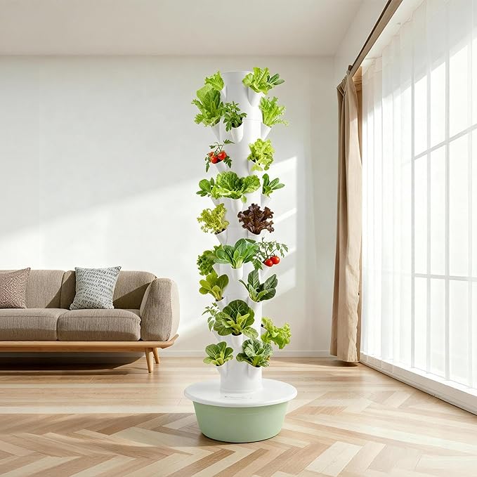 Vertical Hydroponic Growing System – Indoor & Outdoor Herb Garden Tower, 36 Plant Pods with Timer, Smart Automated Hydroponic System for Vegetables, Herbs, and Fruits