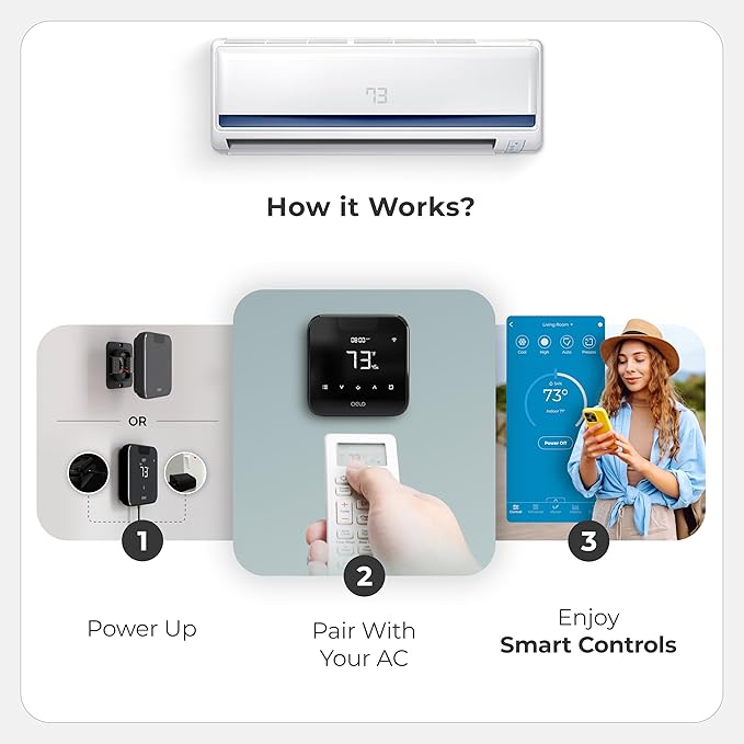 Breez Max Smart AC Controller | AHR Product of the Year WiFi Thermostat for Mini-Split, Window, Portable AC/Heat Pump | AI-Based Tech | Free App, No Subscription | Alexa, Google, IFTTT etc. (Black)
