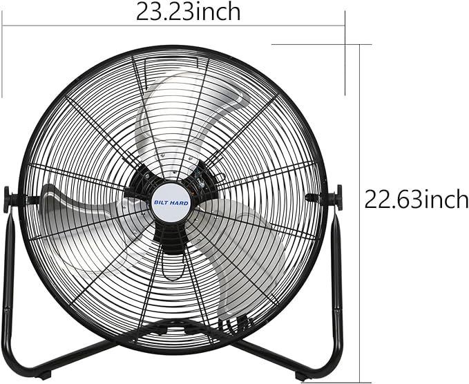 BILT HARD 20" High Velocity Floor Fan, 4600 CFM 3-Speed Industrial Shop Fan with Wall-Mounting System, Heavy Duty Metal Fan for Garage Workshop and Warehouse, 2 Pack