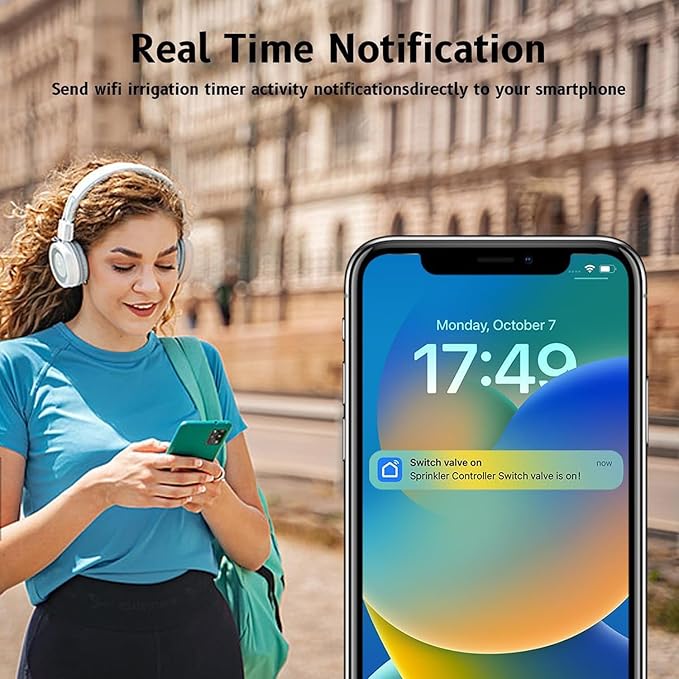 Smart WiFi Water Timer：WiFi Sprinkler Valve Timer for Garden Hose APP & Remote Control Alexa & Google Voice Compatible, Rain Delay and Manual Mode for Yard Lawn Watering
