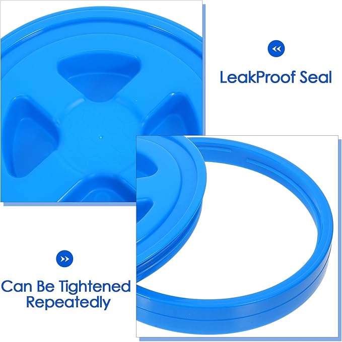 Seal Lid for Utility Buckets - Screw Pail Lid Pet Food Storage Chicken Feeders Paint Storage - Bucket Top for Pouring Contents Diameter 31cm/12" (Blue)