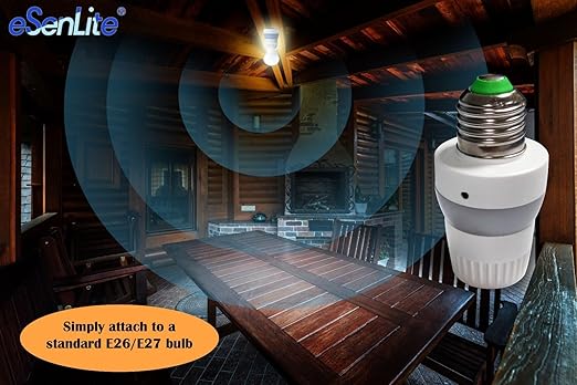 Radar Motion Sensor Lamp Socket Adapter – E26/E27 Retrofit Smart Light Upgrade for Indoor & Covered Outdoor Spaces, Hidden Motion Detector for Garage Hallway Basement