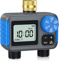 Sprinkler Timer with Brass Swivel, 2 Zone Hose Timers for Watering, Digital Irrigation Timer with Rain Delay & Manual Mode, Automatic Watering System for Outdoor Garden Lawn Yard