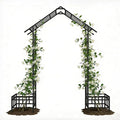 Adjustable Metal Garden Arch with Planters, Heavy Duty Galvanized Steel Arbor for Climbing Plants, Outdoor Pergola Trellis for Rose, Vine, Ivy, Wedding Arch Decoration