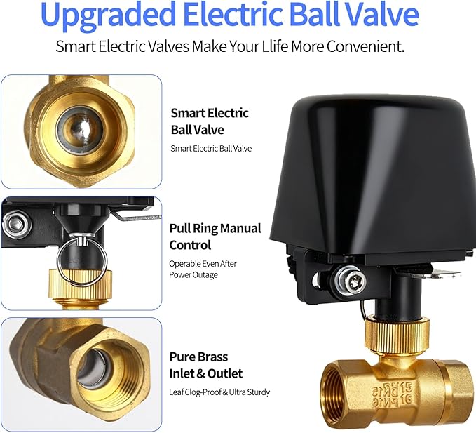 Owfeel WiFi Smart Water Valve, APP Remote Control, DN25 Ball Brass Water Valve, Compatible With Alexa, Google and Application Program iOS/Android, Only Supports 2.4 GHz WiFi (1")