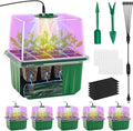 GOONMILL Self-Watering Seed Starter Tray with Timed Grow Light, 6 Packs Plant Starter Tray Seedling Starter Kit with Humidity Domes Base Indoor Mini Greenhouse for Gardening Seeds Growing Starting