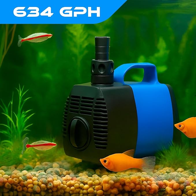 634 GPH Amphibious Submersible and Inline Water Pump - For Aquarium, Pond, Hydroponics, Fountain with Ceramic Shaft, 6.39 ft Lift, 35W - 4 Pack