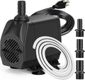SongLong 60W 800GPH Ultra Silent Water Pump | 10ft 3-Pin Cord with Tubing, Overheat Protection | Perfect for Small Fountains, Fish Ponds & Hydroponics