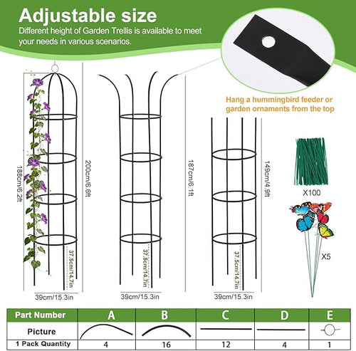 100% Metal Obelisk Garden Trellis 6.6 Ft Tall Plant Support for Climbing Vines and Flowers Stands,Rose Bush Round Trellis for Pots Metal Plant Flower Trellises for Clematis Vine Jasmine Outdoor Indoor